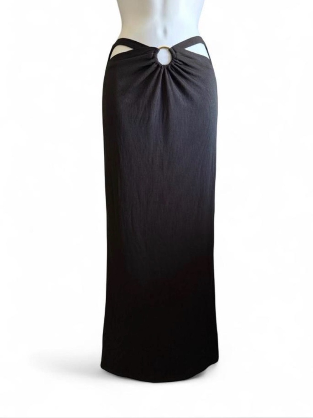 Princess Polly Black Maxi Skirt with Front Ring Cutout